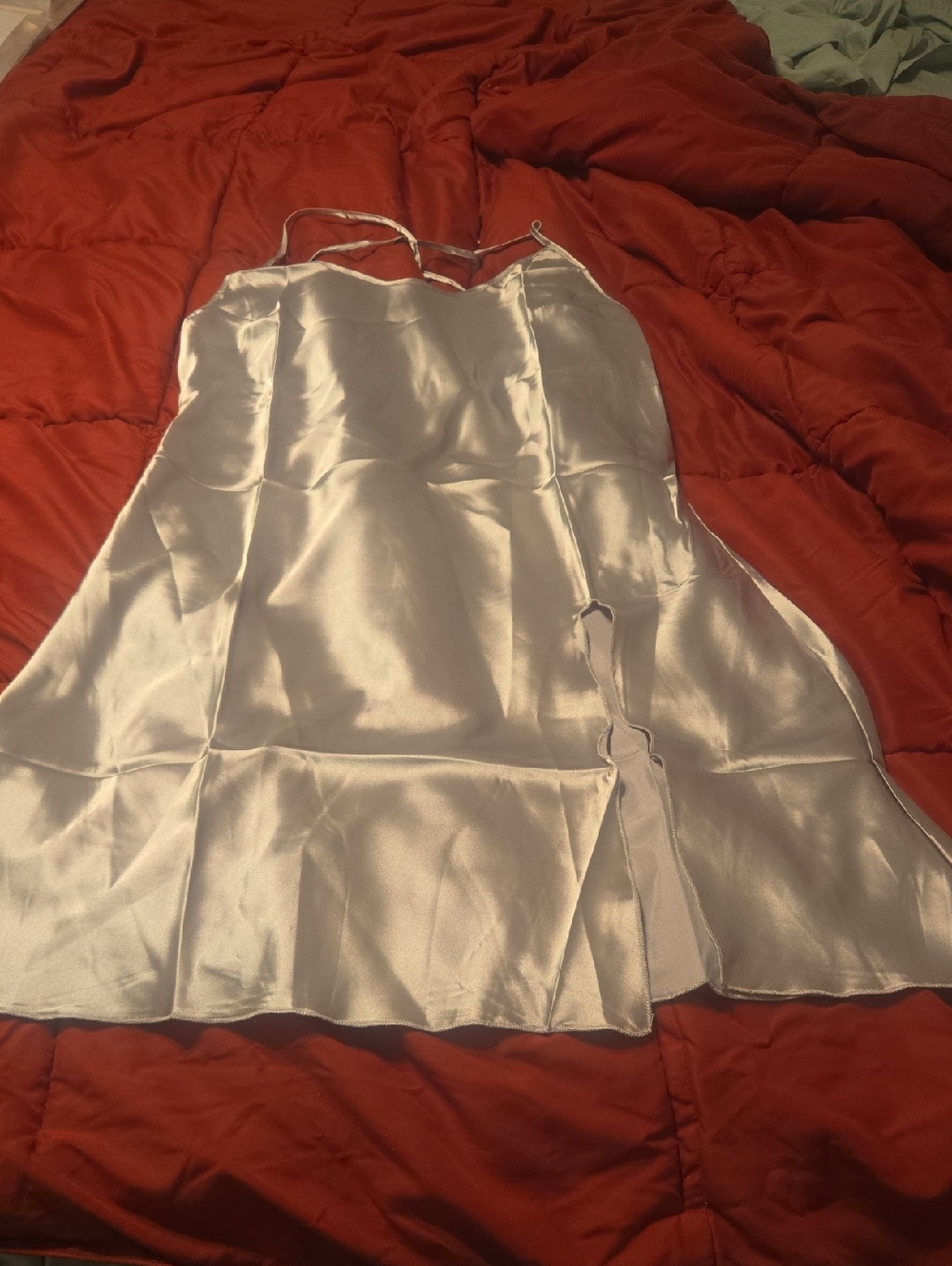 3 Silky Satin Slip Dress in Light Silver
